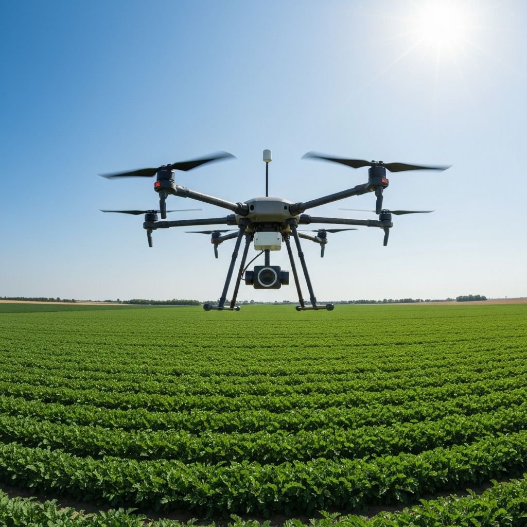 Precision agriculture drone spraying crops